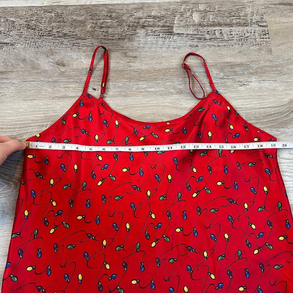 Vintage Cinema Etoile Cami Red Christmas Lights Satin Tank Top Holiday Y2K L - Picture 5 of 6